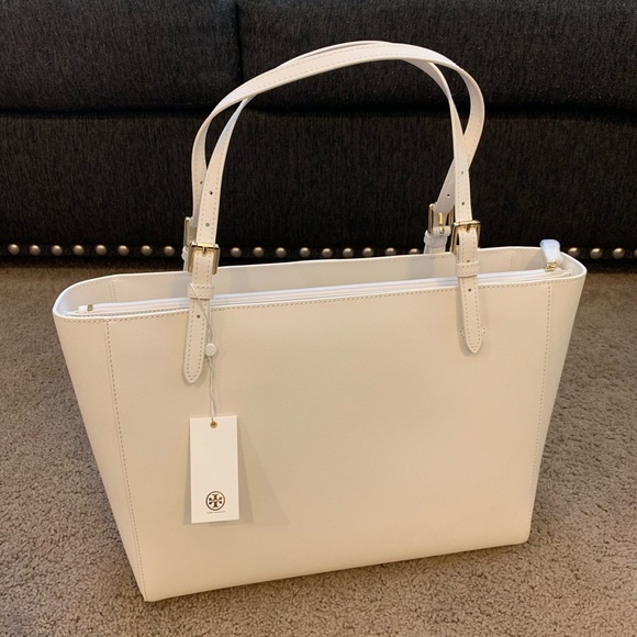 NEW Tory Burch Emerson Buckle Tote White - Picture 3 of 14